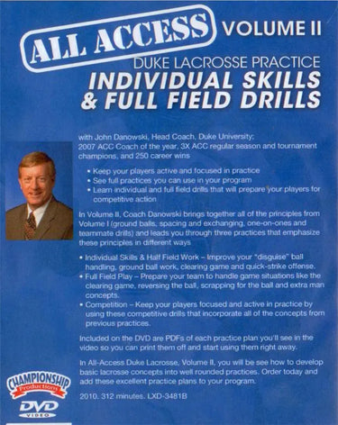 (Rental)-All Access Vol. 2 Duke Lacrosse Practice John Danowski